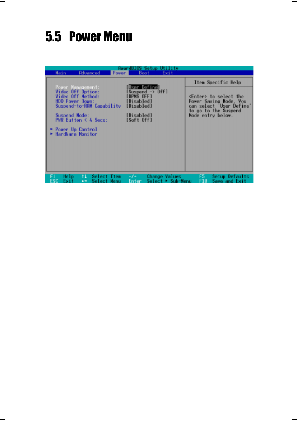 5 power menu | Asus Terminator Tualatin User Manual | Page 97 / 106