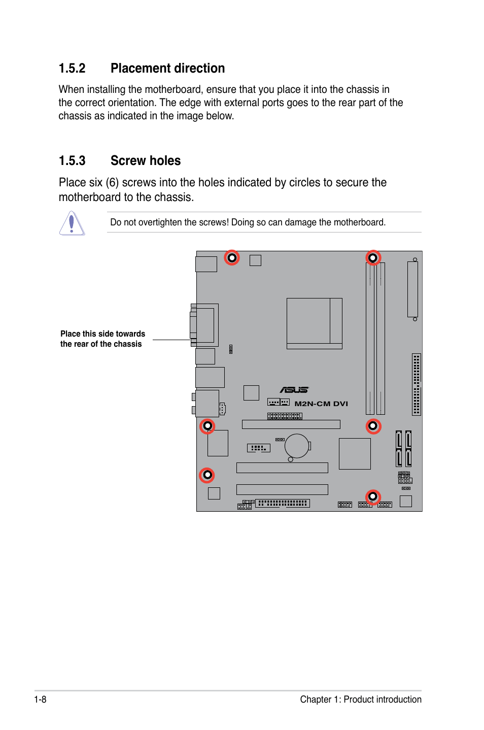 2 placement direction, 3 screw holes | Asus M2N-VM DVI User Manual | Page 20 / 97