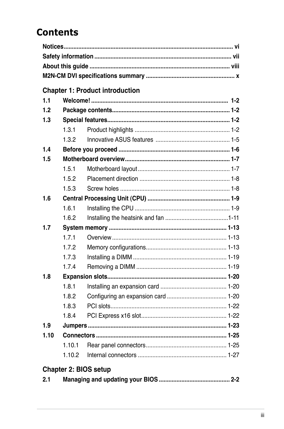 Asus M2N-VM DVI User Manual | Page 3 / 97