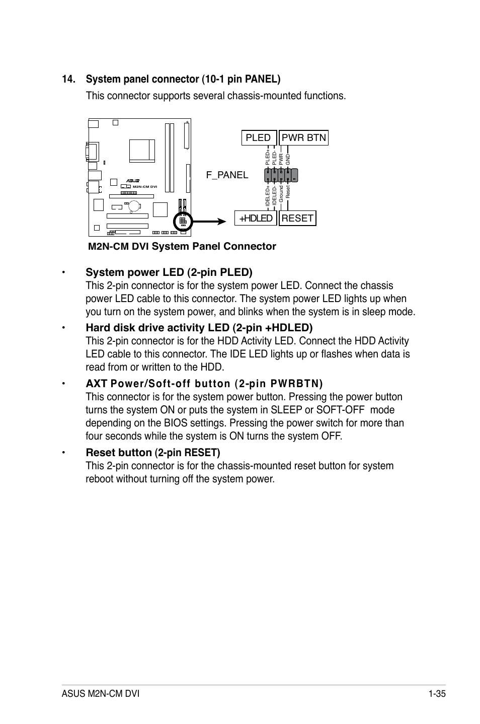 System panel connector | Asus M2N-VM DVI User Manual | Page 47 / 97