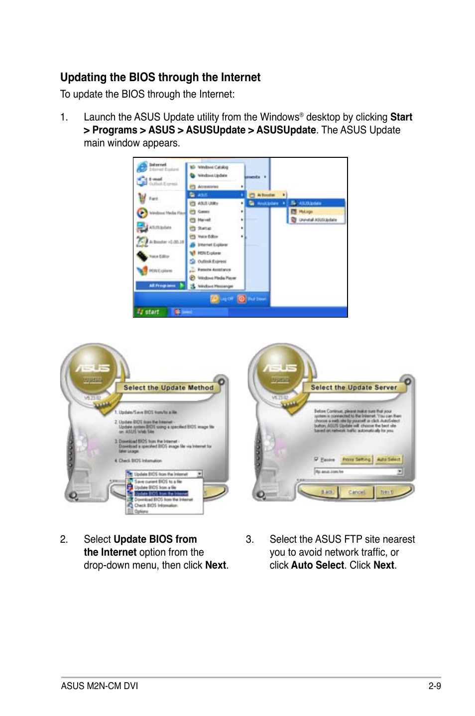 Updating the bios through the internet | Asus M2N-VM DVI User Manual | Page 57 / 97