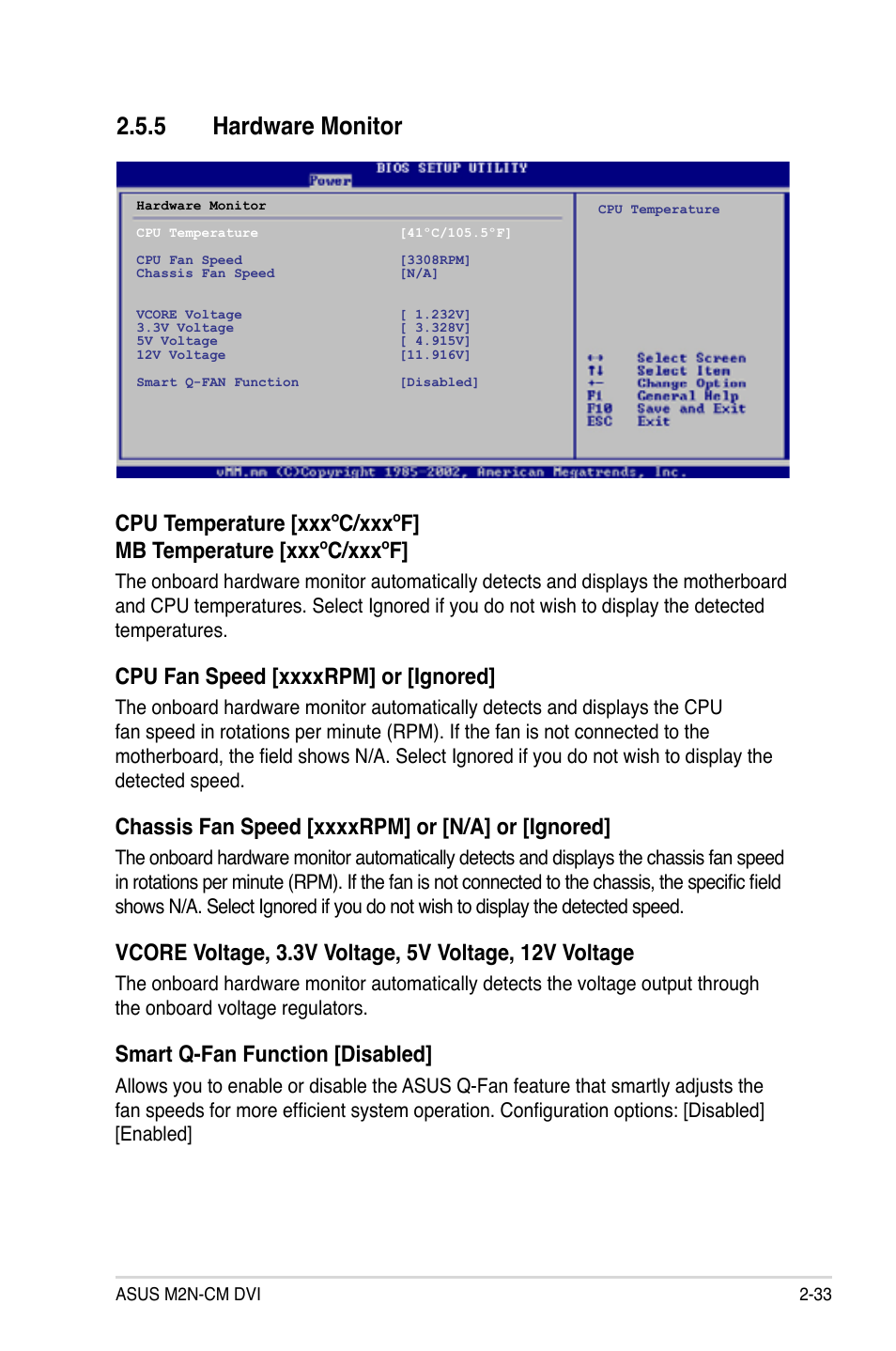 5 hardware monitor, Smart q-fan function [disabled | Asus M2N-VM DVI User Manual | Page 81 / 97