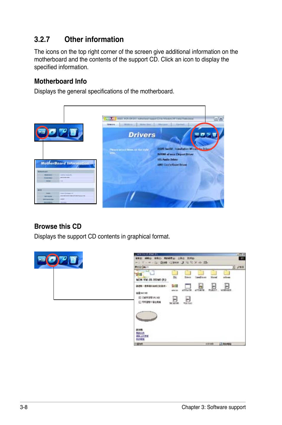 7 other information, Browse this cd, Motherboard info | Asus M2N-VM DVI User Manual | Page 95 / 97