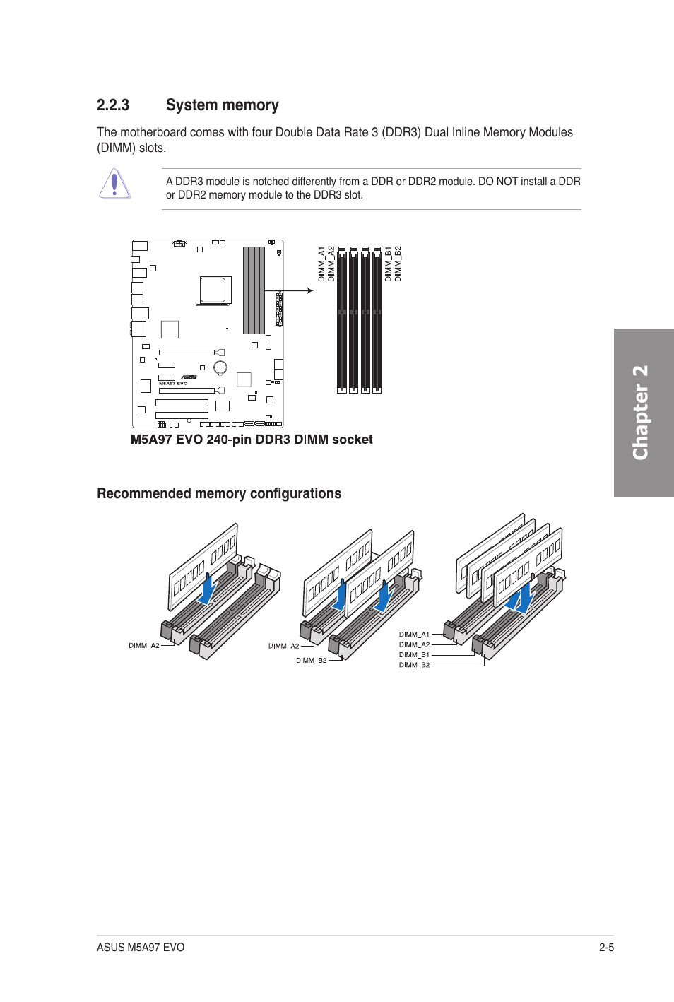 3 system memory, System memory -5, Chapter 2 | Asus M5A97 EVO User Manual | Page 23 / 132
