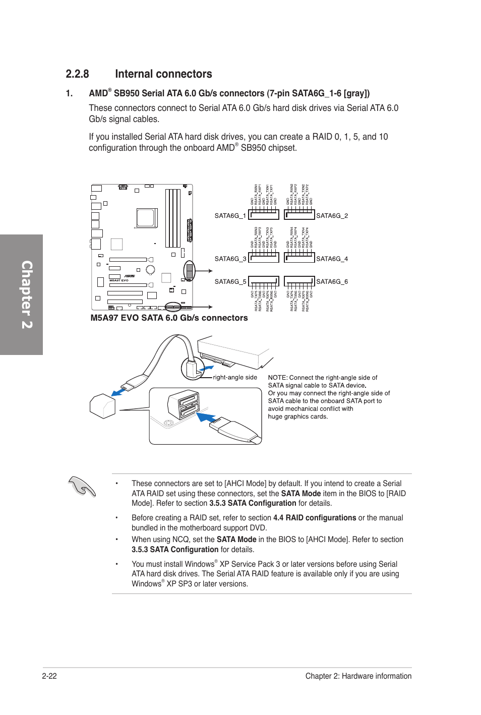 8 internal connectors, Internal connectors -22, Chapter 2 | Asus M5A97 EVO User Manual | Page 40 / 132