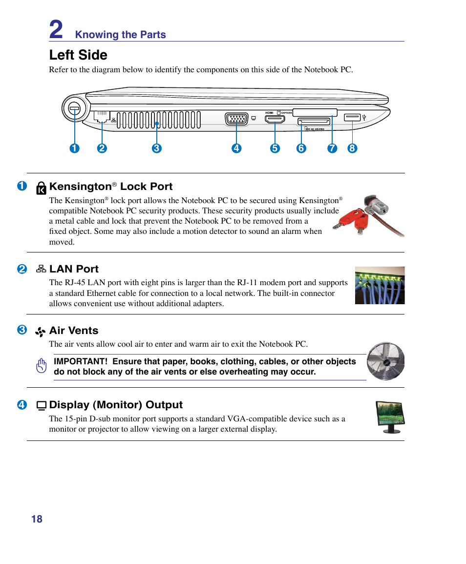 Left side | Asus U50F User Manual | Page 18 / 90