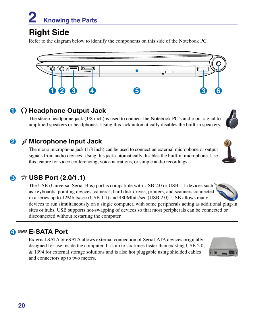 Right side | Asus U50F User Manual | Page 20 / 90