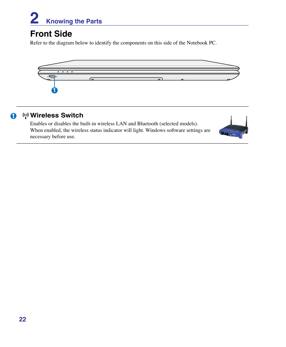 Front side | Asus U50F User Manual | Page 22 / 90