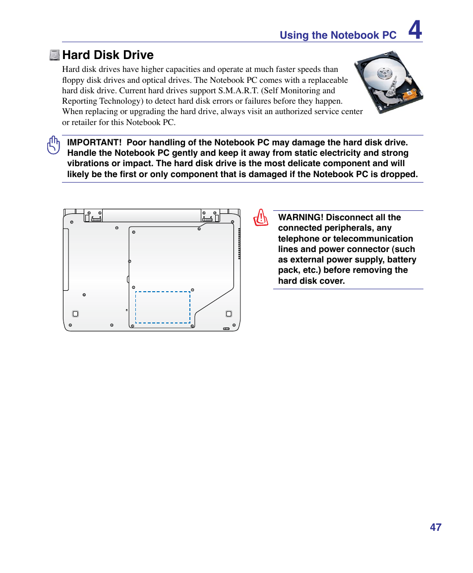 Hard disk drive | Asus U50F User Manual | Page 47 / 90