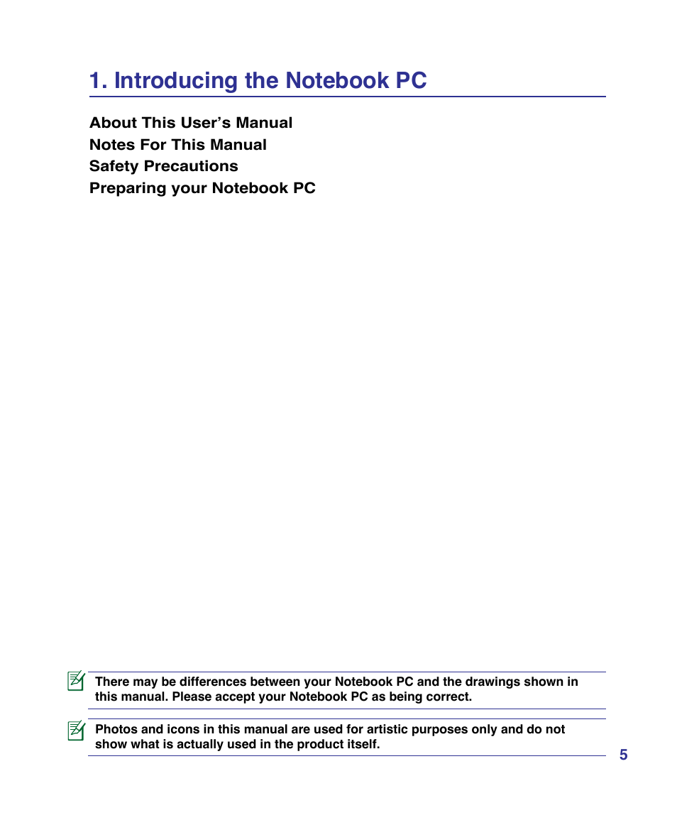 Introducing the notebook pc | Asus U50F User Manual | Page 5 / 90