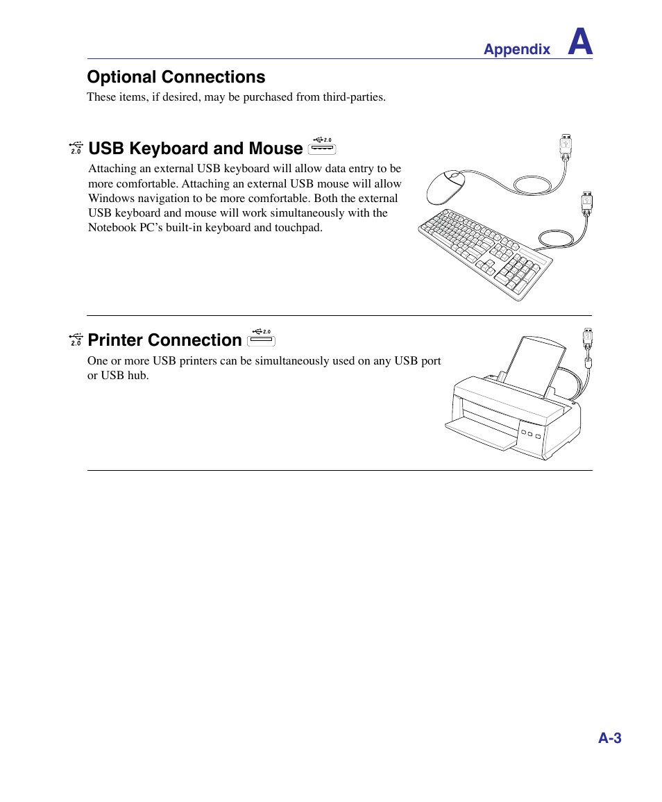 Optional connections, Connections | Asus U50F User Manual | Page 57 / 90