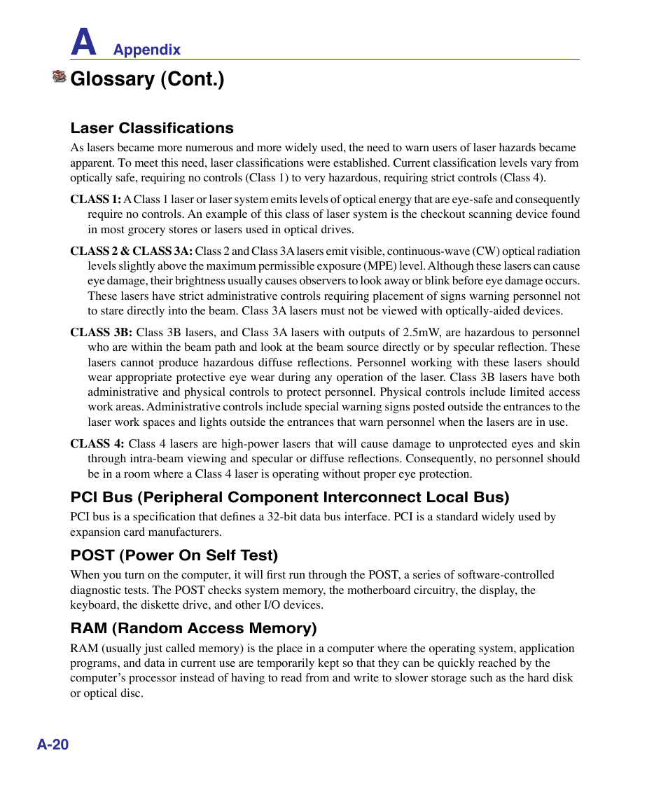Glossary (cont.) | Asus U50F User Manual | Page 74 / 90