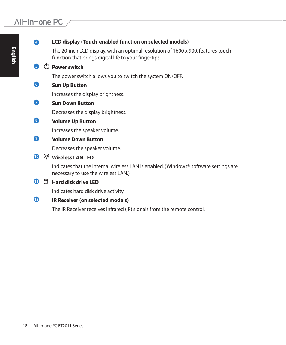 Asus ET2011AGT User Manual | Page 18 / 42