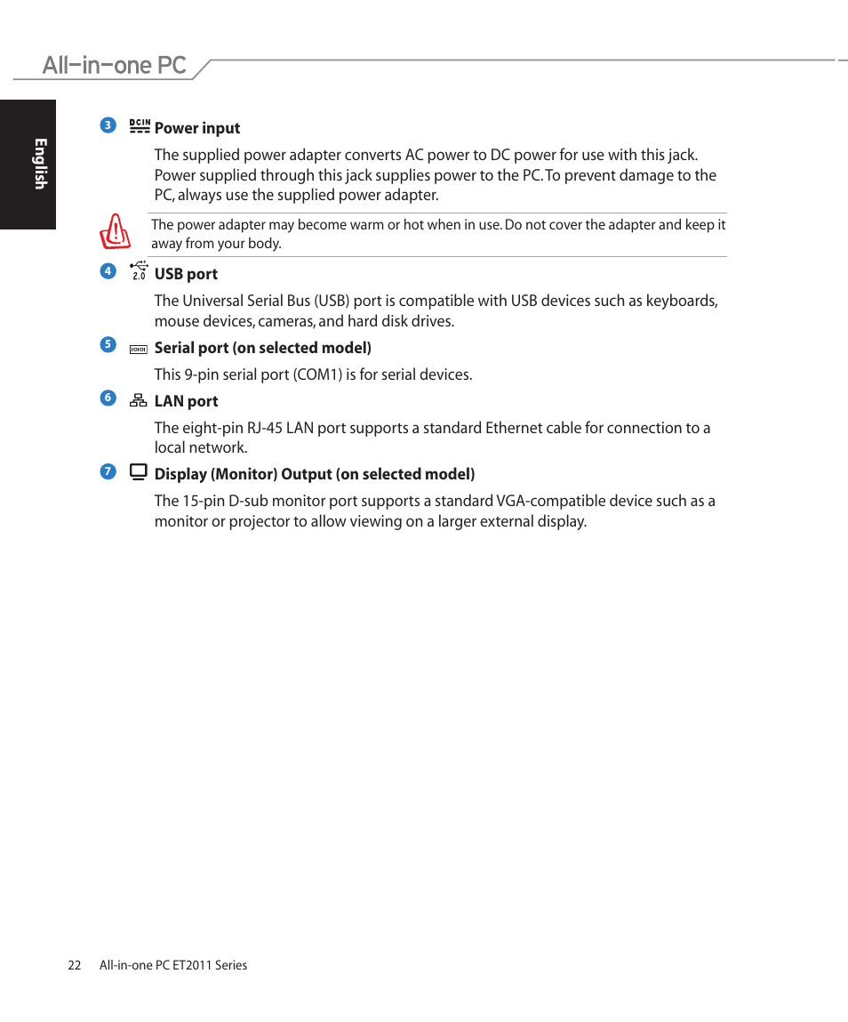 Asus ET2011AGT User Manual | Page 22 / 42