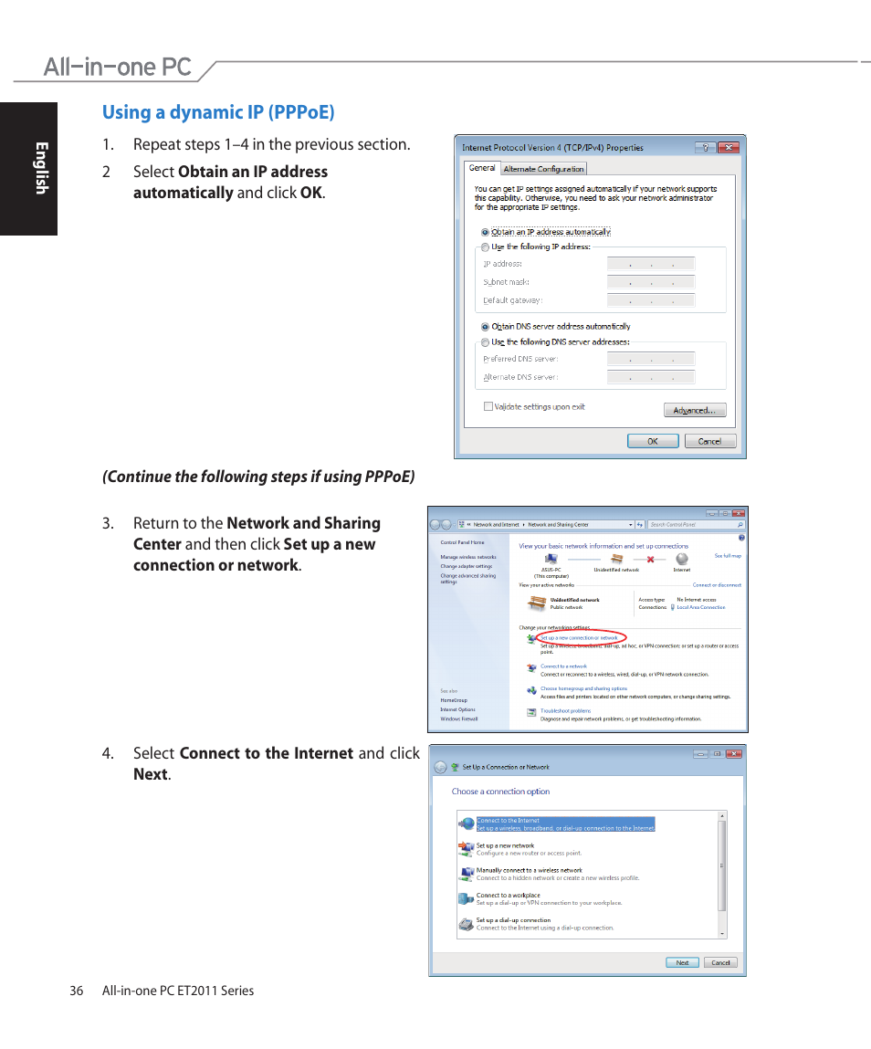 Using a dynamic ip (pppoe) | Asus ET2011AGT User Manual | Page 36 / 42