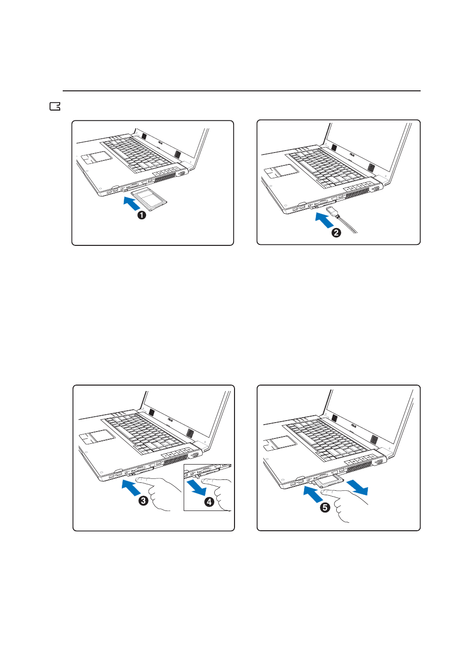 Inserting a pc card (pcmcia), Removing a pc card (pcmcia) | Asus W2V User Manual | Page 41 / 72