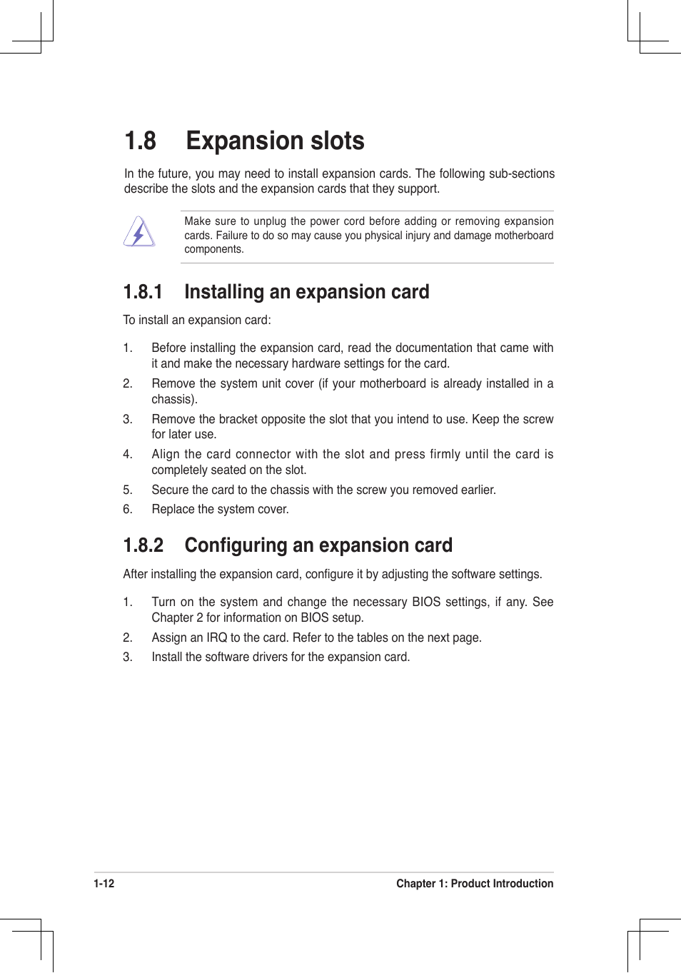 8 expansion slots, 1 installing an expansion card, 2 conﬁguring an expansion card | Asus P4V800D-X User Manual | Page 22 / 70