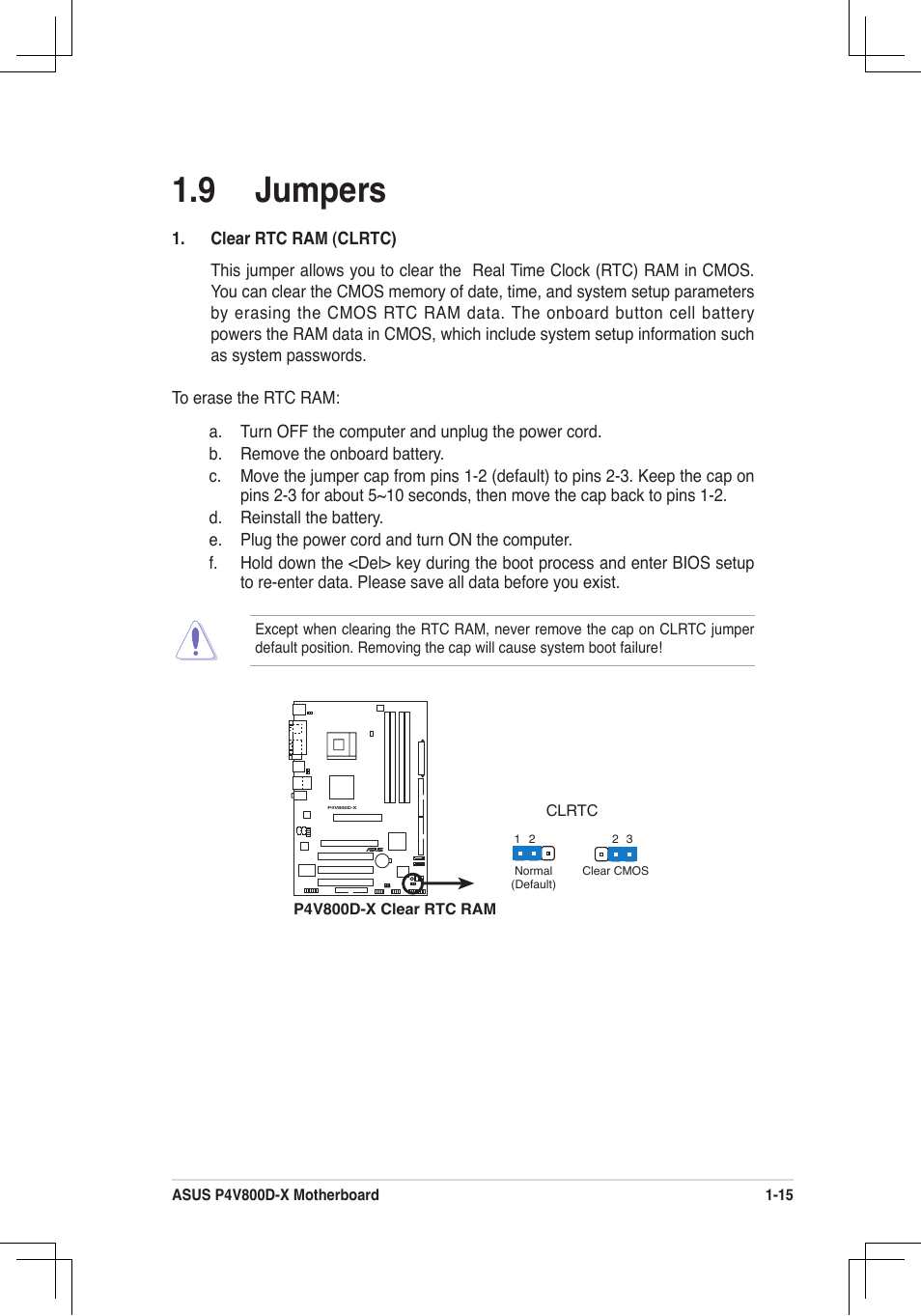 9 jumpers | Asus P4V800D-X User Manual | Page 25 / 70