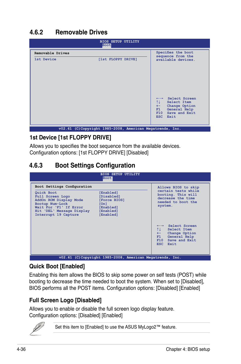 2 removable drives, 3 boot settings configuration, 1st device [1st floppy drive | Quick boot [enabled, Full screen logo [disabled | Asus Z8PE-D12 User Manual | Page 102 / 168