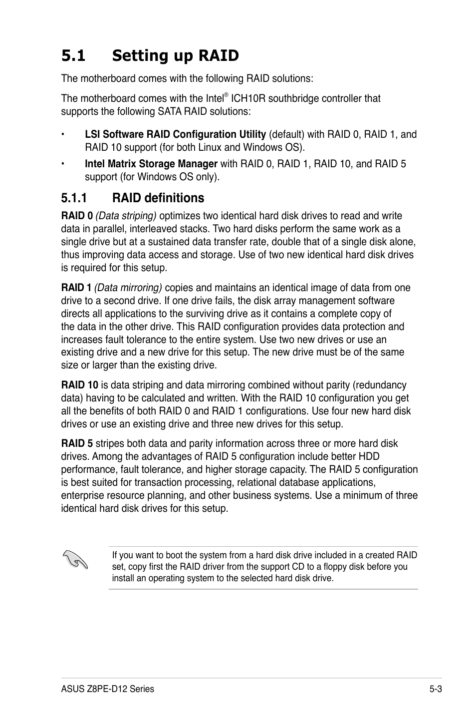 1 setting up raid, 1 raid definitions | Asus Z8PE-D12 User Manual | Page 109 / 168
