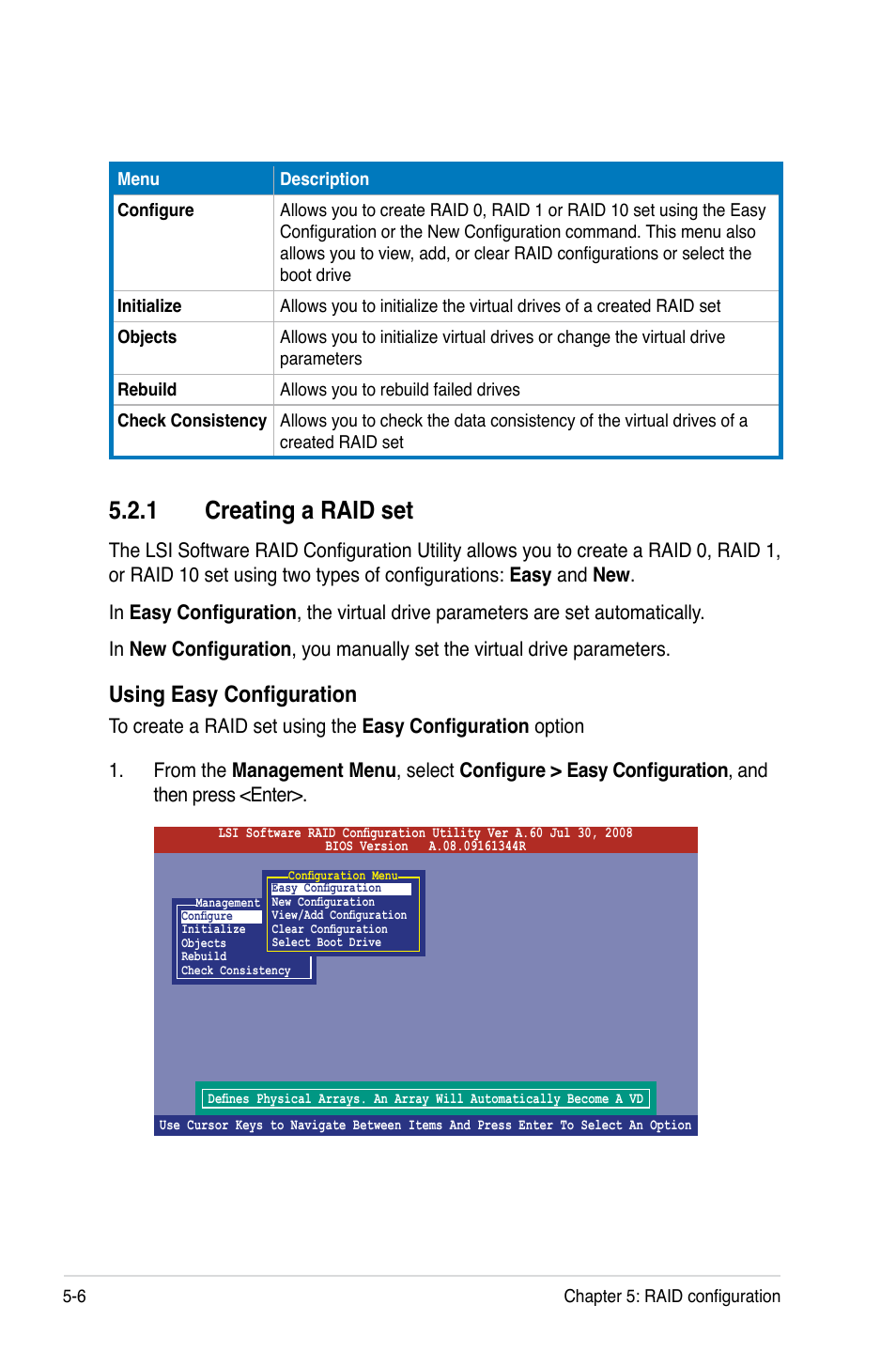 1 creating a raid set, Using easy configuration | Asus Z8PE-D12 User Manual | Page 112 / 168