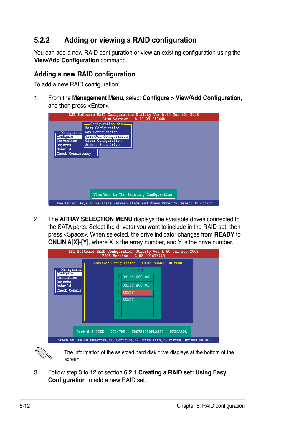 2 adding or viewing a raid configuration, Adding a new raid configuration | Asus Z8PE-D12 User Manual | Page 118 / 168
