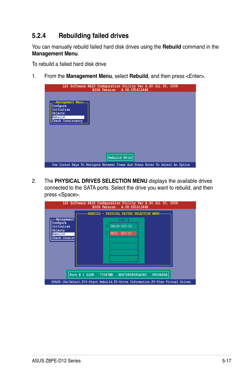 4 rebuilding failed drives | Asus Z8PE-D12 User Manual | Page 123 / 168