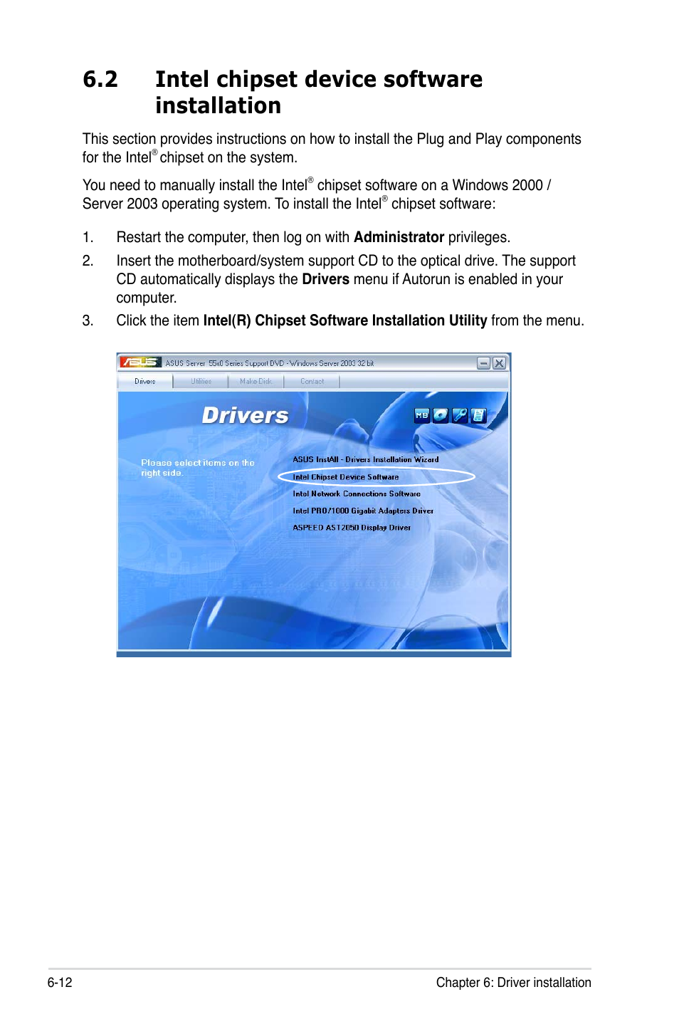 2 intel chipset device software installation | Asus Z8PE-D12 User Manual | Page 152 / 168