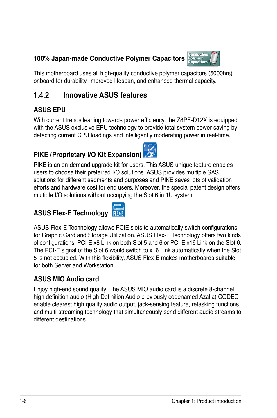 2 innovative asus features | Asus Z8PE-D12 User Manual | Page 20 / 168