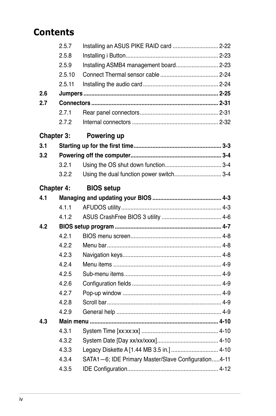 Asus Z8PE-D12 User Manual | Page 4 / 168