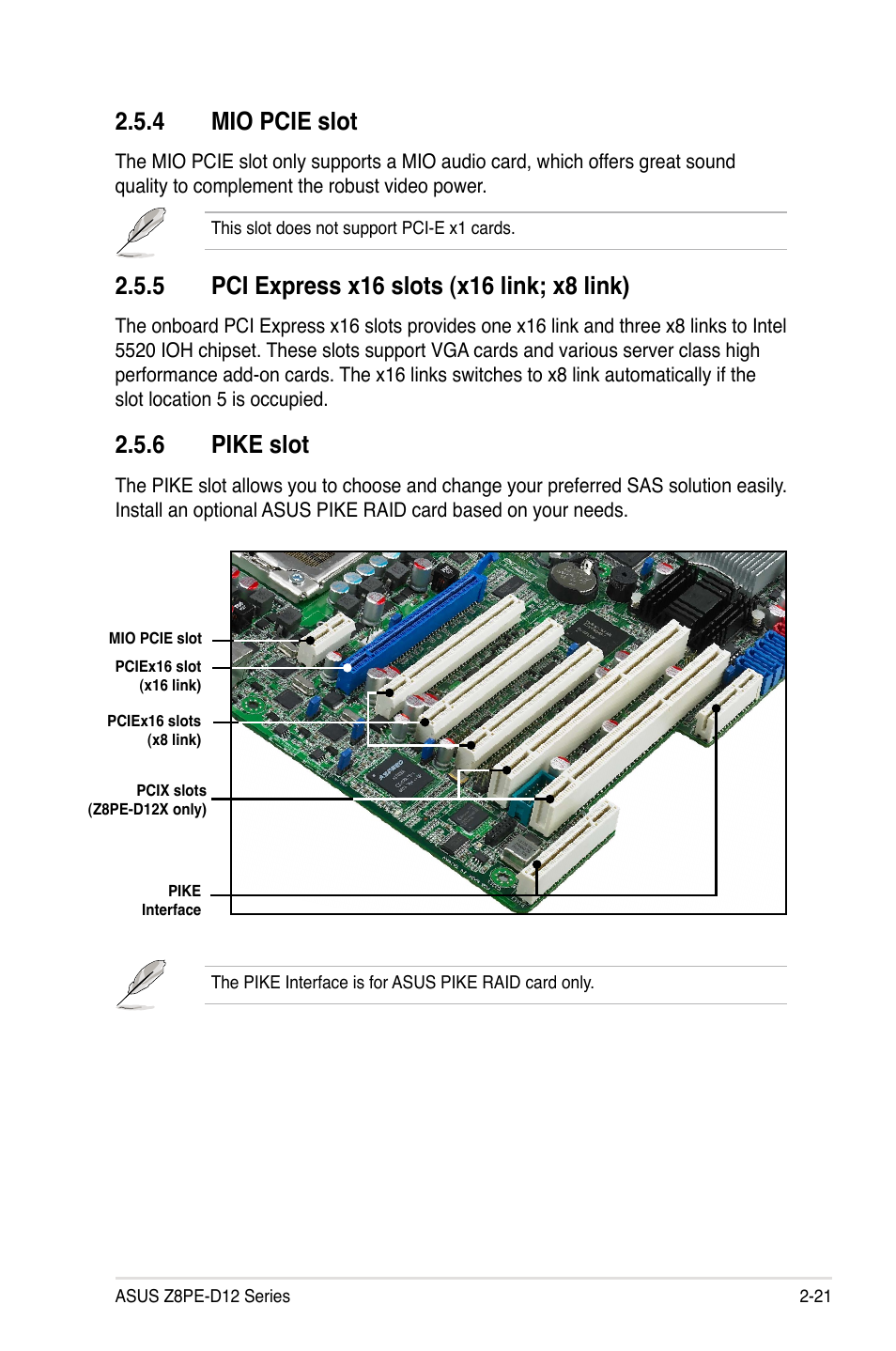 4 mio pcie slot, 6 pike slot | Asus Z8PE-D12 User Manual | Page 41 / 168