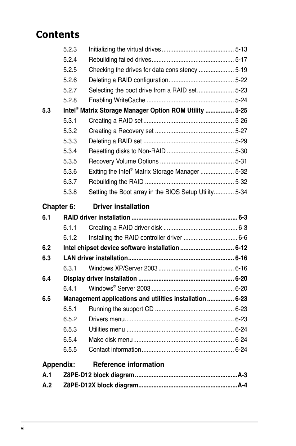 Asus Z8PE-D12 User Manual | Page 6 / 168