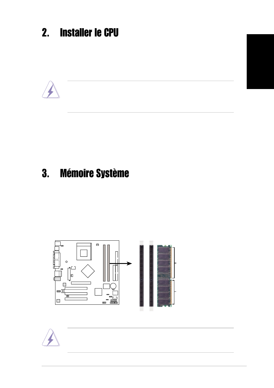 Installer le cpu, Mémoire système | Asus A7N8X-VM User Manual | Page 3 / 16