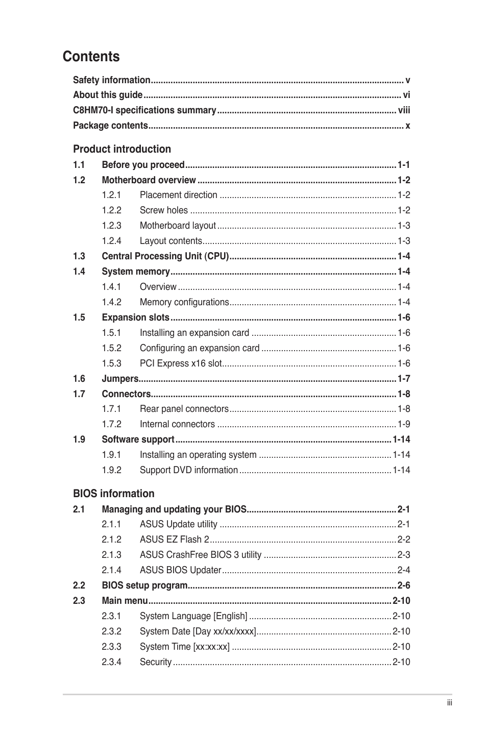 Asus C8HM70-I/HDMI User Manual | Page 3 / 57