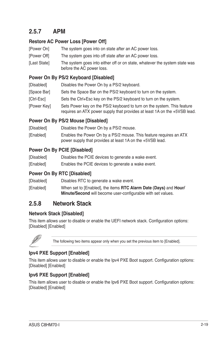 7 apm, 8 network stack, Apm -19 | Network stack -19 | Asus C8HM70-I/HDMI User Manual | Page 43 / 57