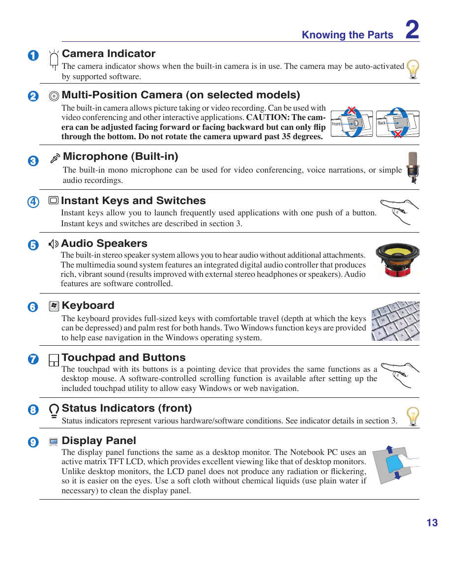 Asus W5Fe User Manual | Page 13 / 87