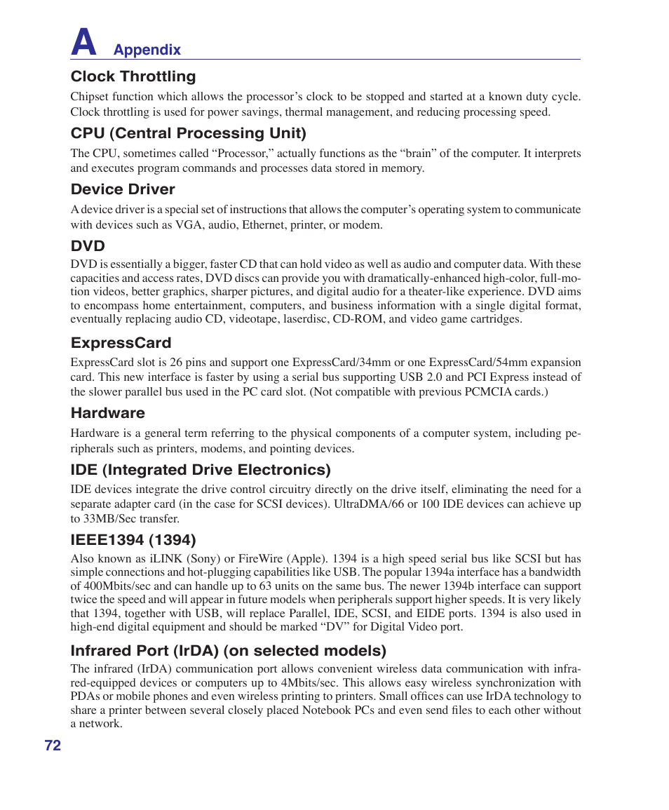 Asus W5Fe User Manual | Page 72 / 87