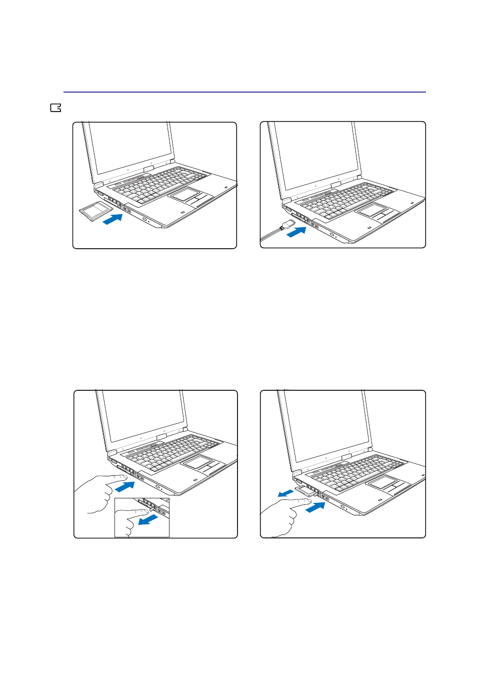 Inserting a pc card (pcmcia), Removing a pc card (pcmcia) | Asus Z93E User Manual | Page 39 / 70