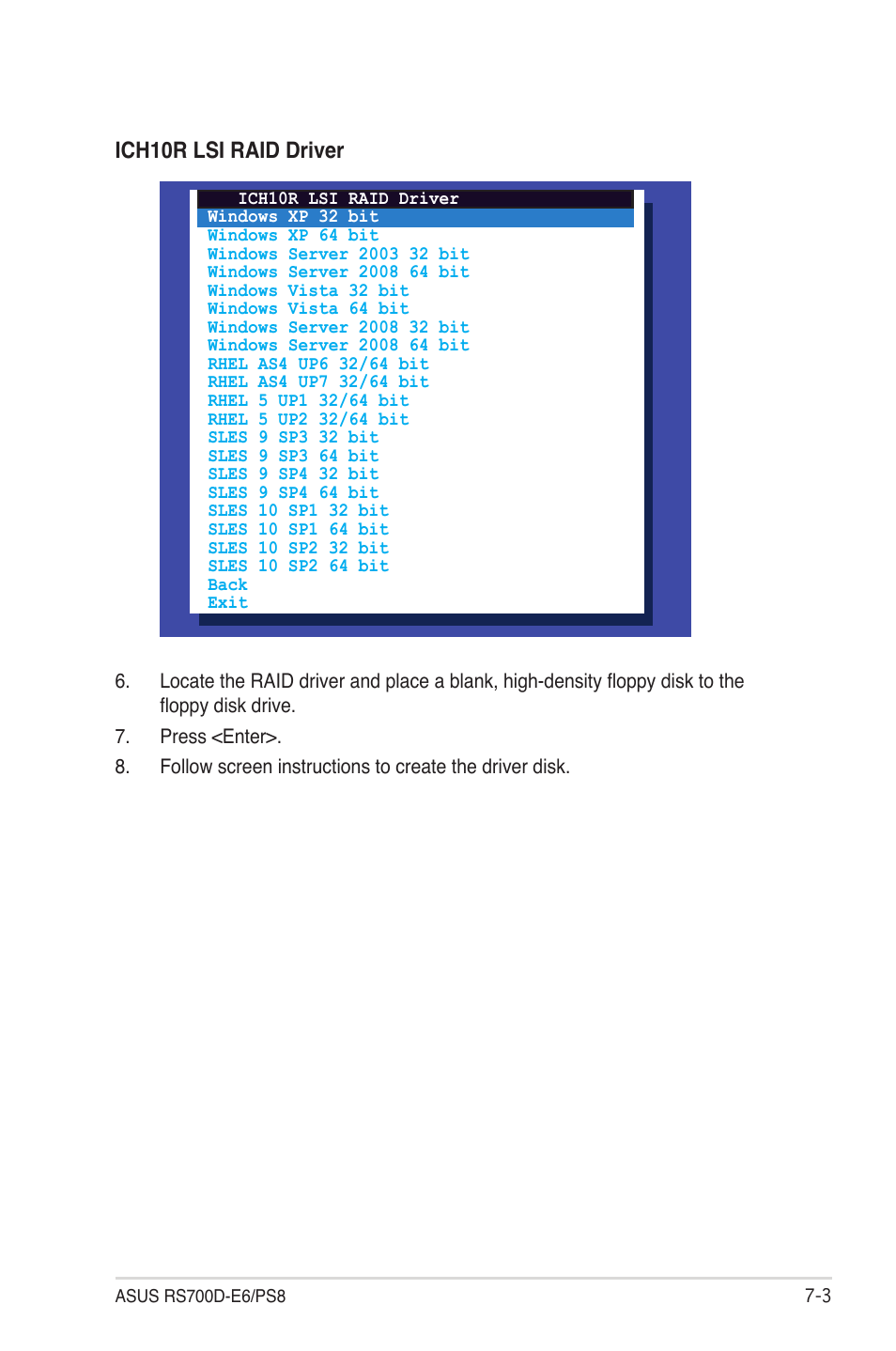 Ich10r lsi raid driver | Asus RS700D-E6/PS8 User Manual | Page 127 / 144