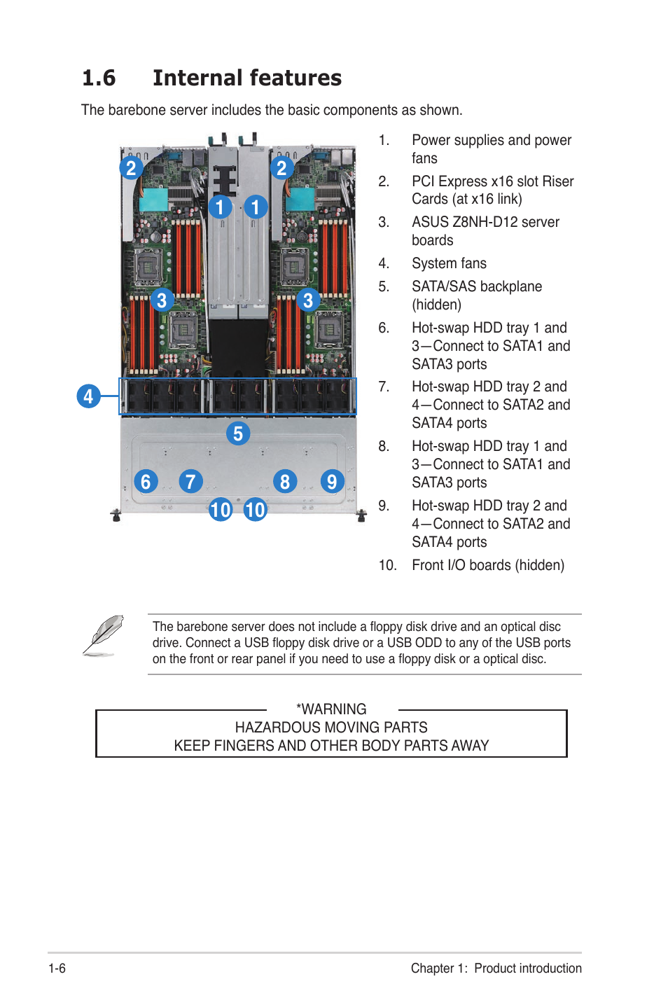 6 internal features, Internal features -6 | Asus RS700D-E6/PS8 User Manual | Page 16 / 144