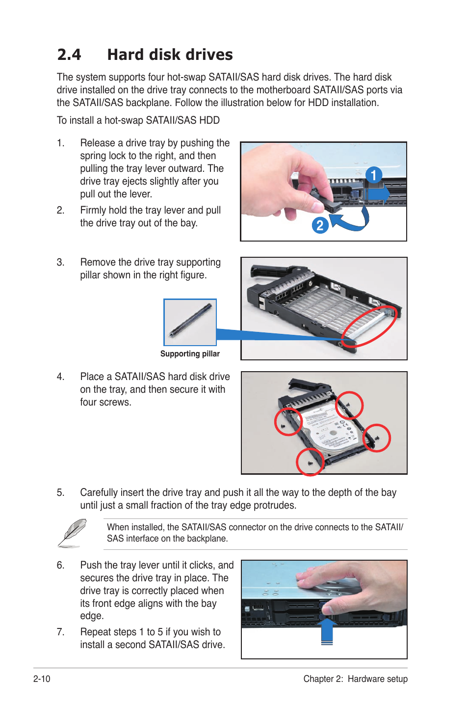 4 hard disk drives, Hard disk drives -10 | Asus RS700D-E6/PS8 User Manual | Page 28 / 144