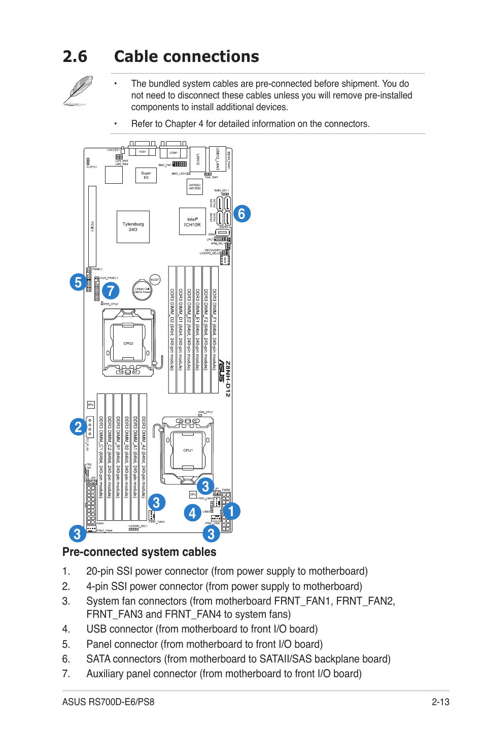 6 cable connections, Cable connections -13 | Asus RS700D-E6/PS8 User Manual | Page 31 / 144