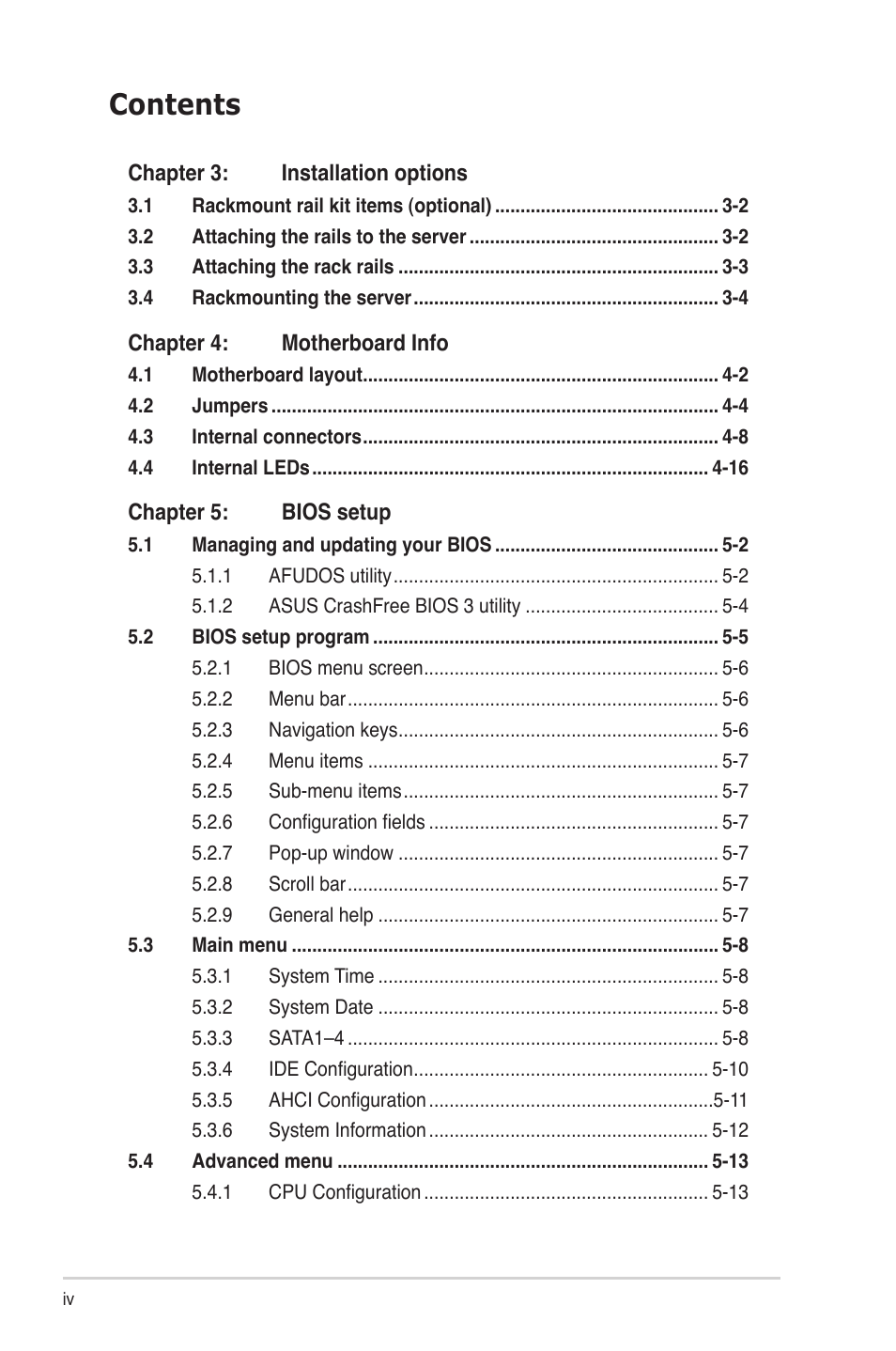 Asus RS700D-E6/PS8 User Manual | Page 4 / 144