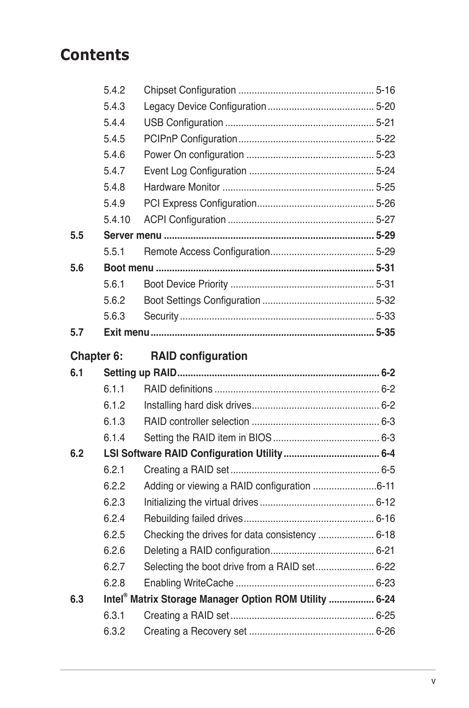 Asus RS700D-E6/PS8 User Manual | Page 5 / 144
