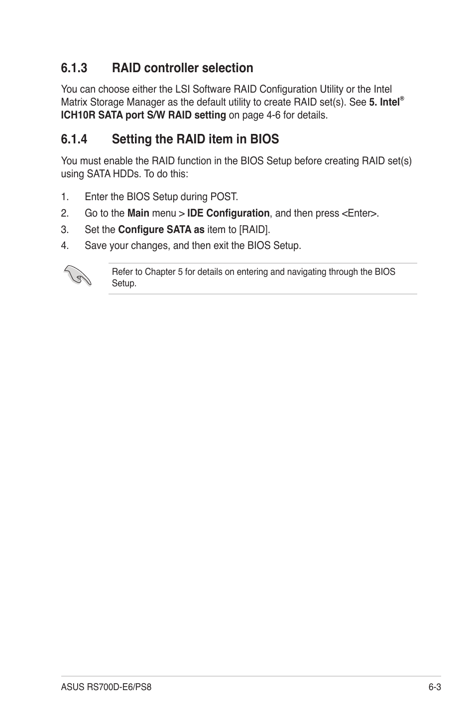 3 raid controller selection, 4 setting the raid item in bios, Raid controller selection -3 | Setting the raid item in bios -3 | Asus RS700D-E6/PS8 User Manual | Page 93 / 144