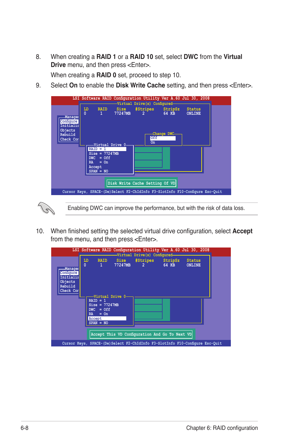 8 chapter 6: raid configuration | Asus RS700D-E6/PS8 User Manual | Page 98 / 144