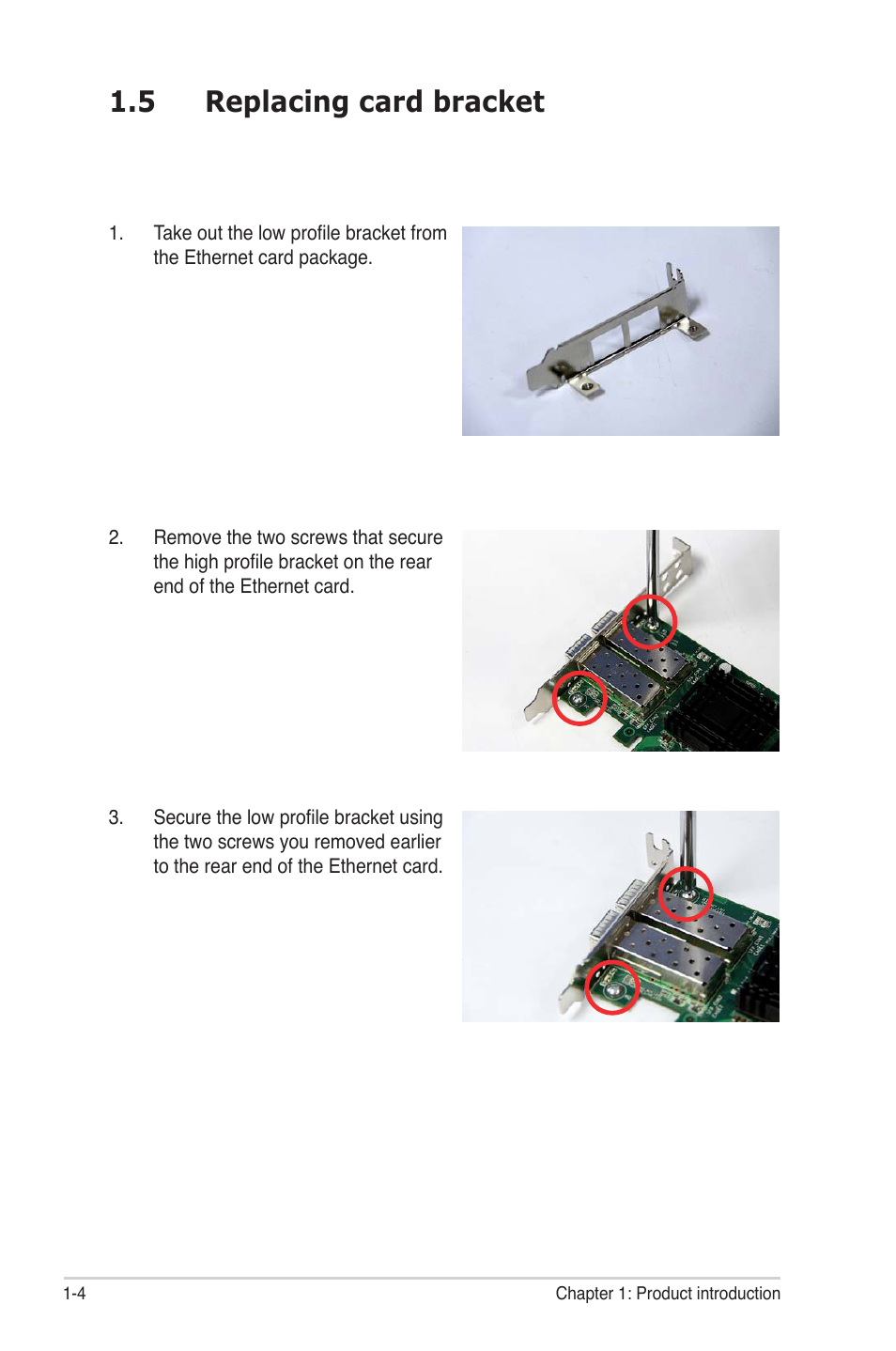 5 replacing card bracket | Asus PEB-10G/SFP PLUS/SINGLE User Manual | Page 10 / 38
