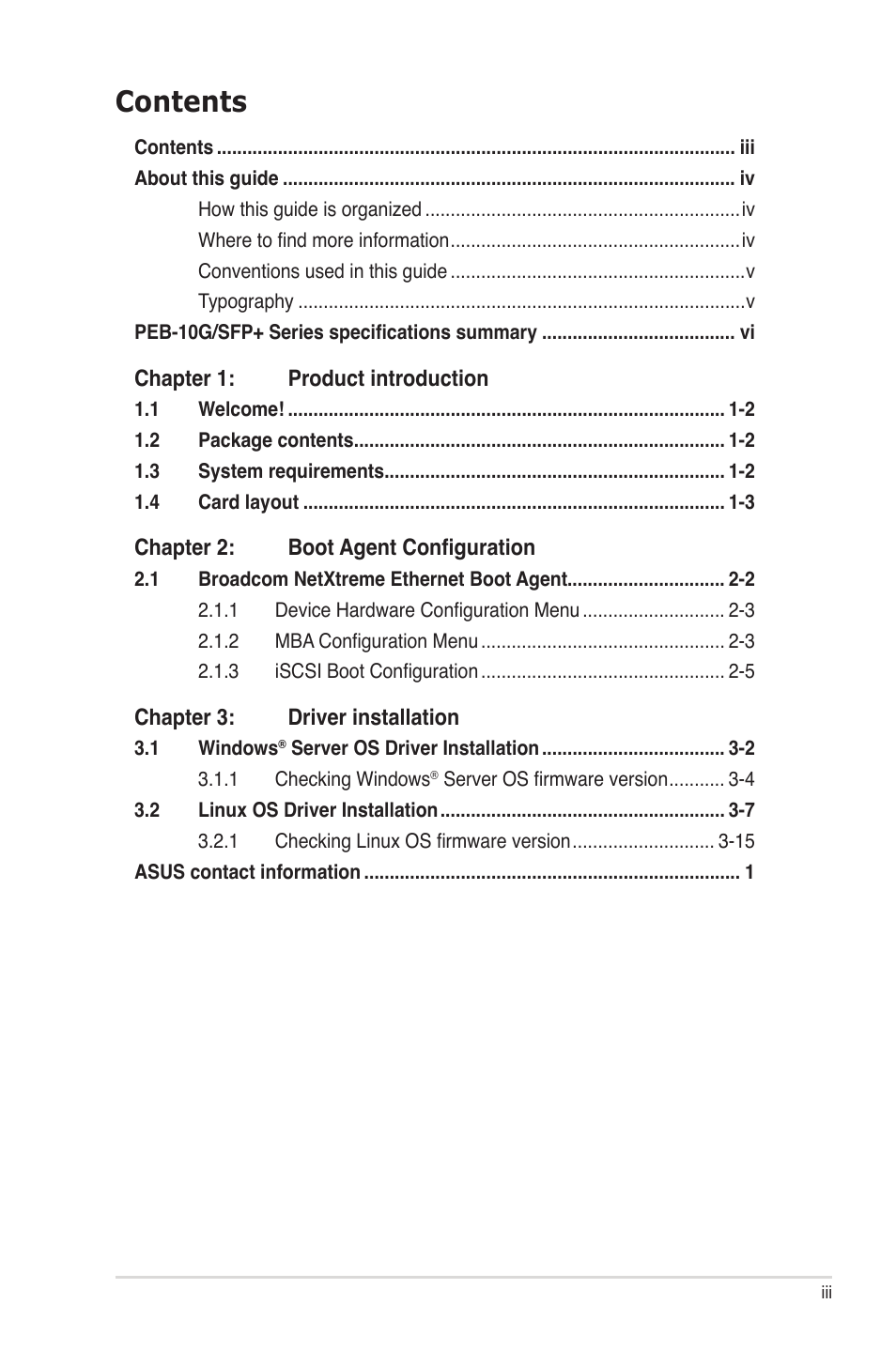 Asus PEB-10G/SFP PLUS/SINGLE User Manual | Page 3 / 38