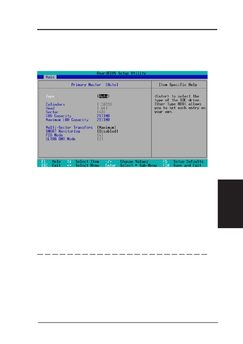 Bios setup, 1 primary & secondary master/slave | Asus MES-VM User Manual | Page 39 / 88