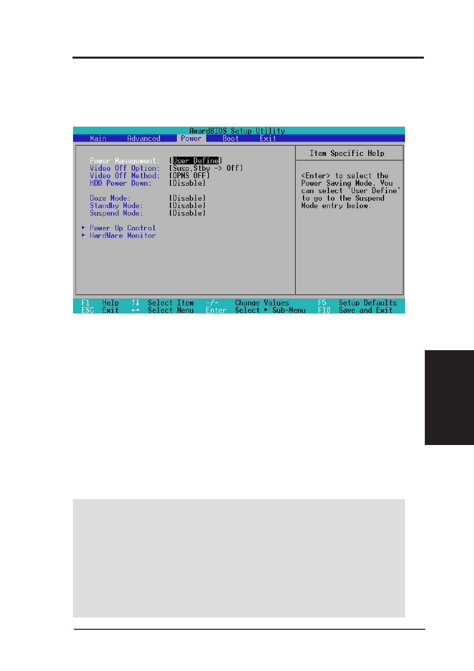 Bios setup, 5 power menu | Asus MES-VM User Manual | Page 53 / 88